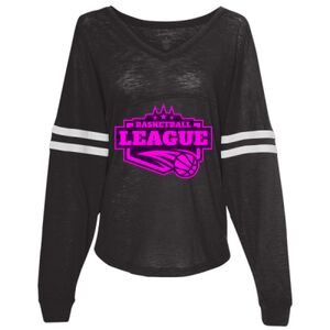 Women’s Slub Jersey Varsitee V-Neck Long Sleeve T-Shirt Thumbnail