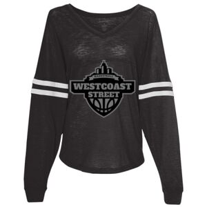 Women’s Slub Jersey Varsitee V-Neck Long Sleeve T-Shirt Thumbnail