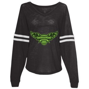 Women’s Slub Jersey Varsitee V-Neck Long Sleeve T-Shirt Thumbnail