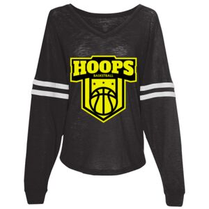 Women’s Slub Jersey Varsitee V-Neck Long Sleeve T-Shirt Thumbnail