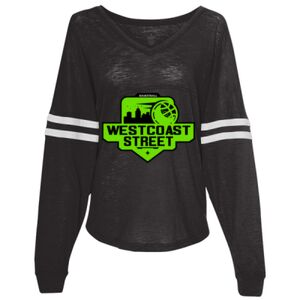 Women’s Slub Jersey Varsitee V-Neck Long Sleeve T-Shirt Thumbnail