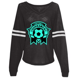 Women’s Slub Jersey Varsitee V-Neck Long Sleeve T-Shirt Thumbnail