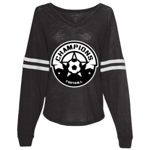 Women’s Slub Jersey Varsitee V-Neck Long Sleeve T-Shirt Thumbnail