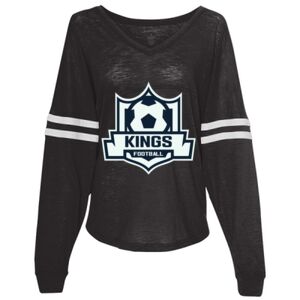 Women’s Slub Jersey Varsitee V-Neck Long Sleeve T-Shirt Thumbnail