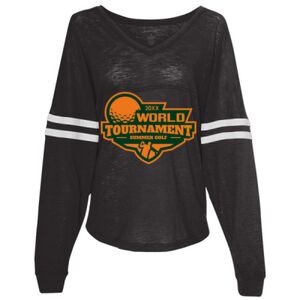 Women’s Slub Jersey Varsitee V-Neck Long Sleeve T-Shirt Thumbnail