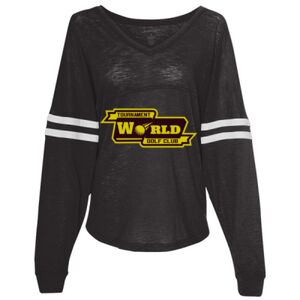 Women’s Slub Jersey Varsitee V-Neck Long Sleeve T-Shirt Thumbnail