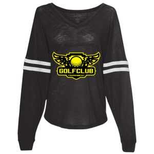 Women’s Slub Jersey Varsitee V-Neck Long Sleeve T-Shirt Thumbnail