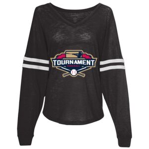 Women’s Slub Jersey Varsitee V-Neck Long Sleeve T-Shirt Thumbnail