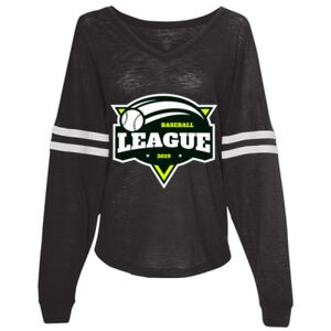 Women’s Slub Jersey Varsitee V-Neck Long Sleeve T-Shirt Thumbnail