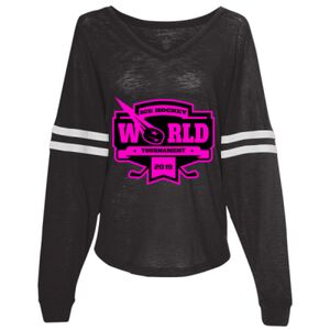 Women’s Slub Jersey Varsitee V-Neck Long Sleeve T-Shirt Thumbnail