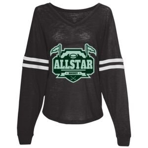 Women’s Slub Jersey Varsitee V-Neck Long Sleeve T-Shirt Thumbnail