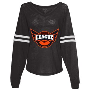 Women’s Slub Jersey Varsitee V-Neck Long Sleeve T-Shirt Thumbnail
