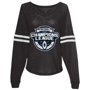 Women’s Slub Jersey Varsitee V-Neck Long Sleeve T-Shirt Thumbnail