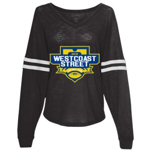 Women’s Slub Jersey Varsitee V-Neck Long Sleeve T-Shirt Thumbnail