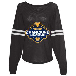 Women’s Slub Jersey Varsitee V-Neck Long Sleeve T-Shirt Thumbnail