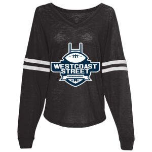 Women’s Slub Jersey Varsitee V-Neck Long Sleeve T-Shirt Thumbnail