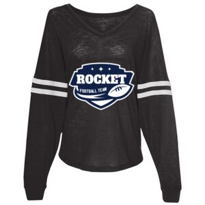 Women’s Slub Jersey Varsitee V-Neck Long Sleeve T-Shirt Thumbnail