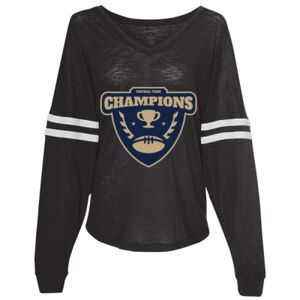Women’s Slub Jersey Varsitee V-Neck Long Sleeve T-Shirt Thumbnail