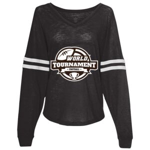 Women’s Slub Jersey Varsitee V-Neck Long Sleeve T-Shirt Thumbnail