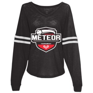 Women’s Slub Jersey Varsitee V-Neck Long Sleeve T-Shirt Thumbnail