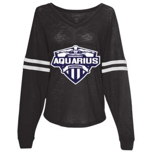 Women’s Slub Jersey Varsitee V-Neck Long Sleeve T-Shirt Thumbnail
