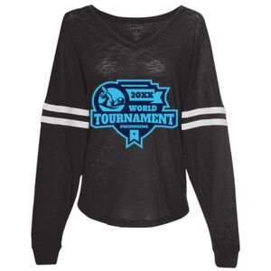 Women’s Slub Jersey Varsitee V-Neck Long Sleeve T-Shirt Thumbnail