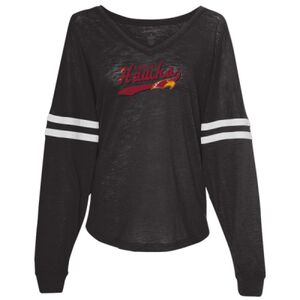 Women’s Slub Jersey Varsitee V-Neck Long Sleeve T-Shirt Thumbnail