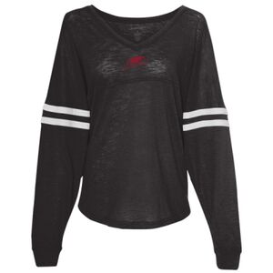Women’s Slub Jersey Varsitee V-Neck Long Sleeve T-Shirt Thumbnail