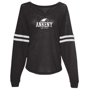 Women’s Slub Jersey Varsitee V-Neck Long Sleeve T-Shirt Thumbnail