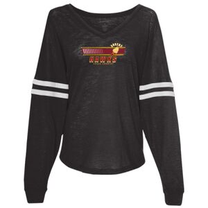 Women’s Slub Jersey Varsitee V-Neck Long Sleeve T-Shirt Thumbnail