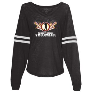 Women’s Slub Jersey Varsitee V-Neck Long Sleeve T-Shirt Thumbnail