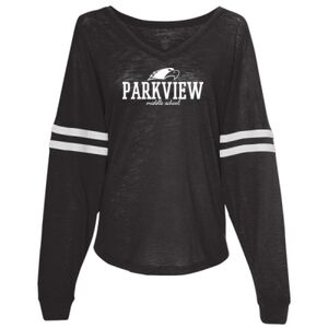 Women’s Slub Jersey Varsitee V-Neck Long Sleeve T-Shirt Thumbnail