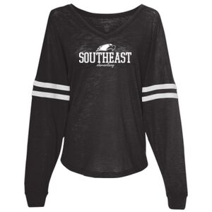 Women’s Slub Jersey Varsitee V-Neck Long Sleeve T-Shirt Thumbnail