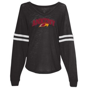 Women’s Slub Jersey Varsitee V-Neck Long Sleeve T-Shirt Thumbnail