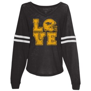 Women’s Slub Jersey Varsitee V-Neck Long Sleeve T-Shirt Thumbnail