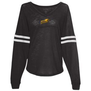 Women’s Slub Jersey Varsitee V-Neck Long Sleeve T-Shirt Thumbnail