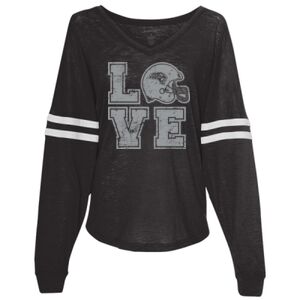 Women’s Slub Jersey Varsitee V-Neck Long Sleeve T-Shirt Thumbnail