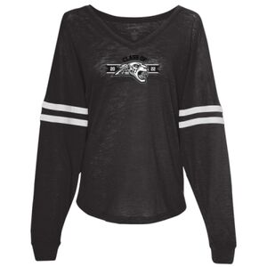 Women’s Slub Jersey Varsitee V-Neck Long Sleeve T-Shirt Thumbnail
