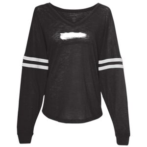 Women’s Slub Jersey Varsitee V-Neck Long Sleeve T-Shirt Thumbnail