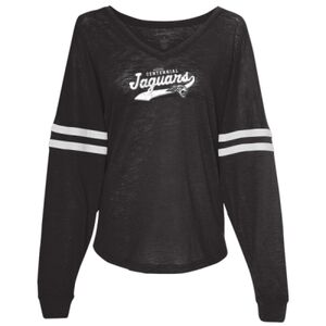 Women’s Slub Jersey Varsitee V-Neck Long Sleeve T-Shirt Thumbnail
