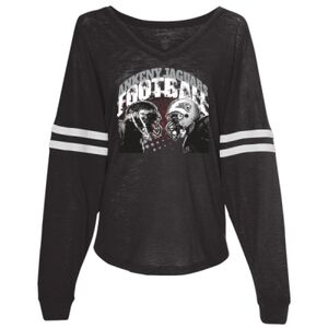 Women’s Slub Jersey Varsitee V-Neck Long Sleeve T-Shirt Thumbnail