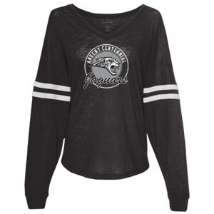 Women’s Slub Jersey Varsitee V-Neck Long Sleeve T-Shirt Thumbnail