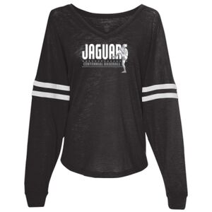 Women’s Slub Jersey Varsitee V-Neck Long Sleeve T-Shirt Thumbnail