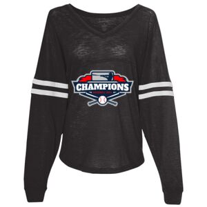 Women’s Slub Jersey Varsitee V-Neck Long Sleeve T-Shirt Thumbnail