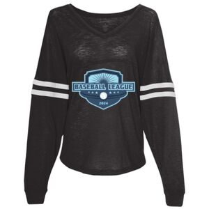 Women’s Slub Jersey Varsitee V-Neck Long Sleeve T-Shirt Thumbnail
