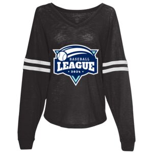 Women’s Slub Jersey Varsitee V-Neck Long Sleeve T-Shirt Thumbnail