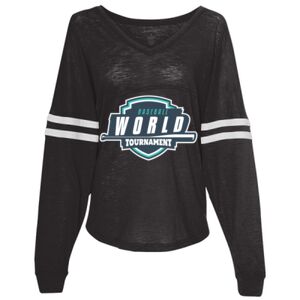 Women’s Slub Jersey Varsitee V-Neck Long Sleeve T-Shirt Thumbnail