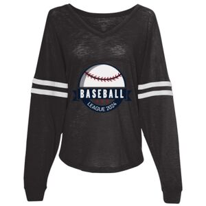 Women’s Slub Jersey Varsitee V-Neck Long Sleeve T-Shirt Thumbnail