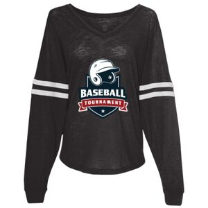 Women’s Slub Jersey Varsitee V-Neck Long Sleeve T-Shirt Thumbnail