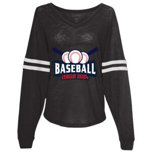 Women’s Slub Jersey Varsitee V-Neck Long Sleeve T-Shirt Thumbnail